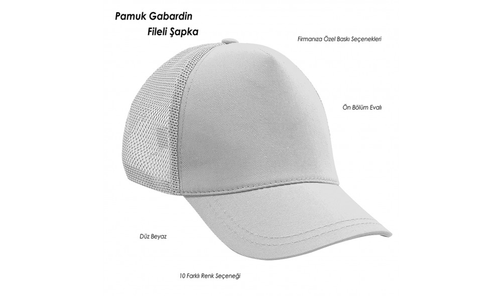 Promosyon Gabardin Fileli Şapka  Vapurdumanı